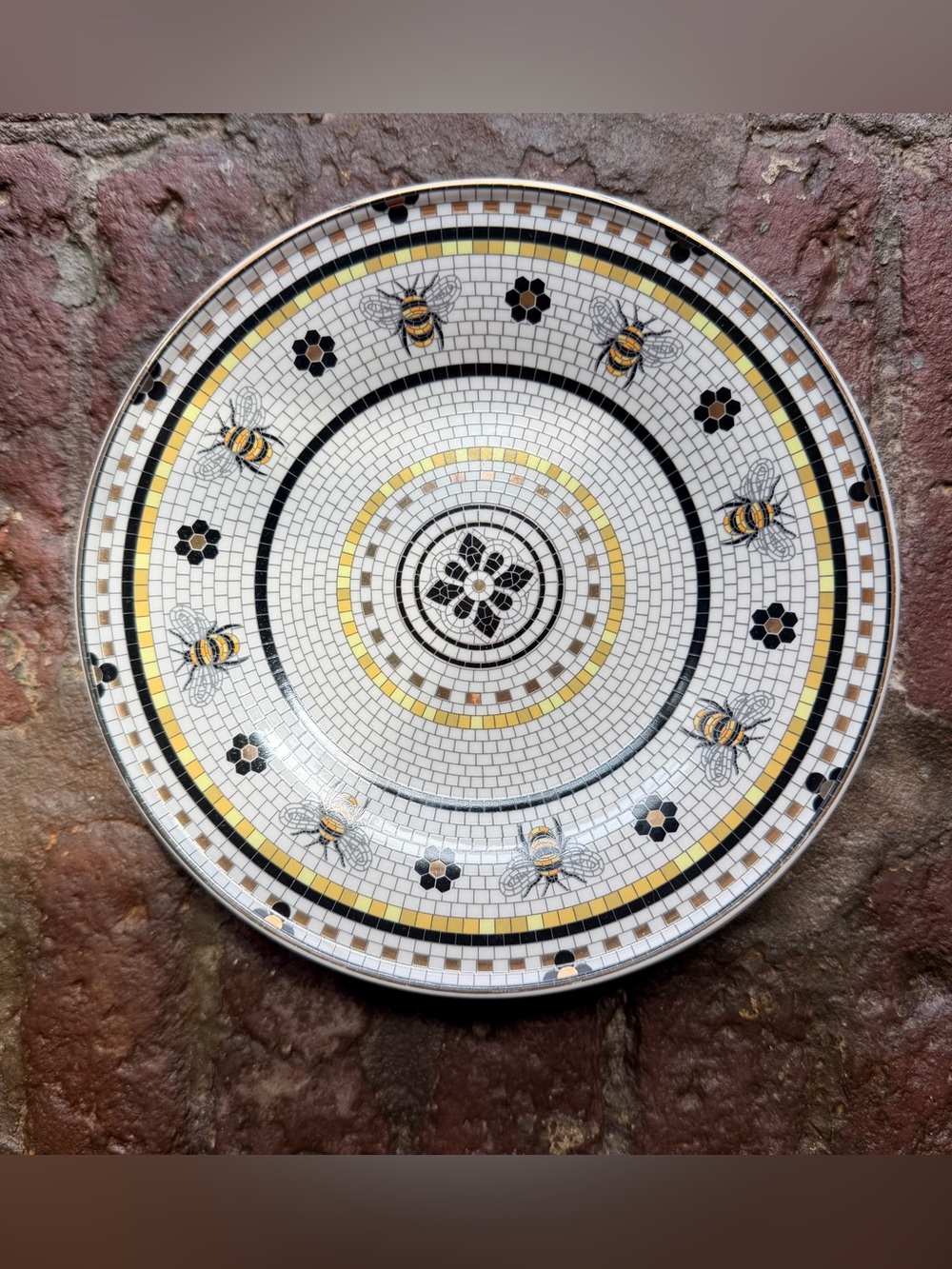 Anthropologie bistro tile stoneware dessert plate garden edition set of 4 - Picture 2 of 5
